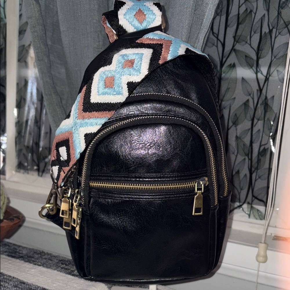 Bohemian leather sling bag, Crossbody, shoulder bag, chest bag.